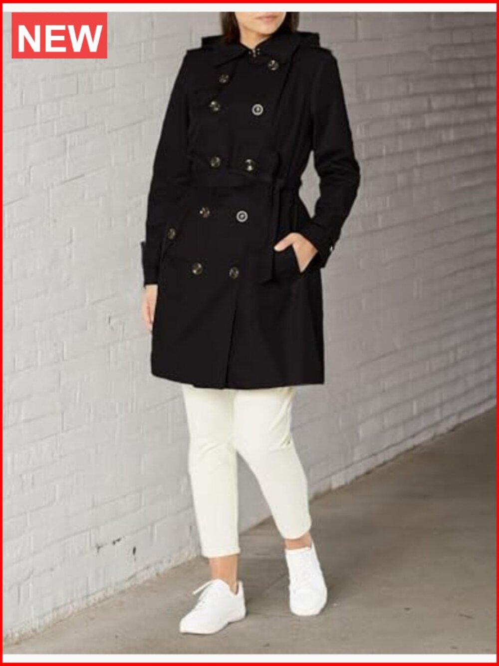 Double Breasted Trench Coat with Belt - Picture 5 of 5